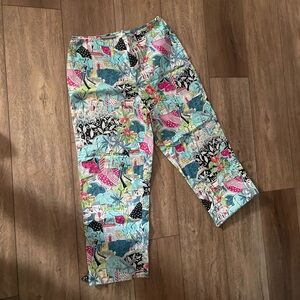 Patterned Capri Pants in Aqua Multi - Women's Capris